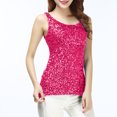 thumbnail image 1 of Liquidation & Promo, Débardeur Patchwork à Sequins pour Femmes, Col Rond, Ajusté, à la Mode, Décontracté, Usage Quotidien, Haut Élégant Audacieux et Beau/polyester, Rose Vif, Sopatenor, 1 of 8