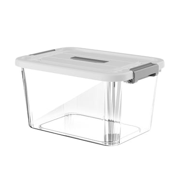 XZNGL Bacs de Rangement en Plastique, Boîte à Loquets de Rangement Bac de Rangement en Plastique Organisateur de Rangement Empilable Boîte avec Couvercle Bac de Rangement Boîte à Vêtements Articles Divers Bac à Loquets pour Garage Bureau Rangement en Plastique