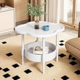 thumbnail image 4 of Table d'Appoint à 2 Niveaux, Table d'Appoint Ronde avec Rangement, Petite Table d'Accent Intérieure Extérieure pour Patio pour Salon Chambre, Petite Table d'Appoint en Forme de Fleur Tables Basses pour Salon, Tables Basses pour Petits Espaces, 4 of 9