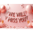 thumbnail image 4 of Pink Themed Glittery Triangle Banner with We Will Miss You Lettering, Party Background Backdrop Decorations, Farewell Party Retirement Party Leaving Party Decor Photo Booth Props, 4 of 4