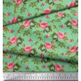thumbnail image 3 of Soimoi Toile de Coton Feuilles & Pivoine Imprimé Floral 1 Yard 56 Inch Wide, 3 of 5
