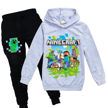 Minecraft Tracksuit Set Kids Pullover Hoodie Sweatshirt Hooded Tops + Jogger Sweatpants Boys Girls Outfit