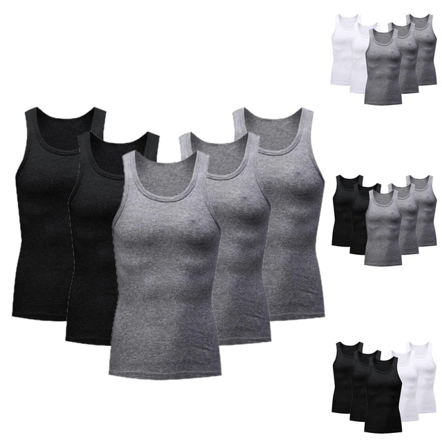 TIMIFIS Mens Tank Top Undershirt Quickly Dry Compression Sleeveless Muscle A-Shirt Summer Casual Basic Workout Athletic Tank Top, 5 Pack