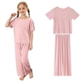 thumbnail image 1 of Hiiyo Infant Girls Pajamas Soft Ribbed Short Sleeve T-Shirt Pants Loungewear, Sizes 1-15, 1 of 5