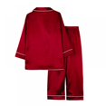 thumbnail image 2 of Kids Satin Pajamas Set PJS Long Sleeve Button-Down Sleepwear Loungewear, 2 of 6