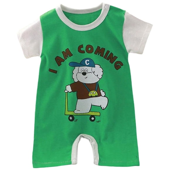 Wxirdiow Infant Baby Boy Rompers Newborn Infant Baby Boy Summer Outfit Short Sleeve Romper Jumpsuit Embroidered Clothes Green Size,6-9 Months