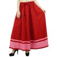 thumbnail image 1 of Bimba Women's Long Maxi Skirt With Contrast Border Boho Skirt With Elastic Waist, 1 of 1