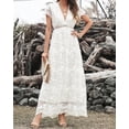 thumbnail image 4 of Women's White V Neck Lace Maxi Dress, 4 of 11