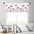 thumbnail image 2 of ORUYROP Cantonnières à Fleurs Rouges Poche pour Tringle Pétales Floraux Feuilles Fenêtres Lignes Décoratives Géométrique Moderne Femme Fille Silhouettes de Plante Blanche Courtes Rideaux de Fenêtre 52 x 18 Pouces LW-, 2 of 5