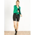 thumbnail image 3 of INSPIRE CHIC Women's Costume Stand Collar Metallic Zip Crop Length Bomber Jacket, 3 of 4