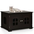 thumbnail image 1 of Gymax Large Wooden Cat Litter Box Enclosure Hidden Cat Washroom w/ Divider Coffee, 1 of 10