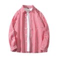 thumbnail image 1 of RXIRUCGD Chemise-Blouse à Carreaux pour Homme à Boutons avec Poche, Manches Longues, Col à Revers, Rouge, Taille : M, 1 of 4