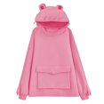 thumbnail image 2 of Sweat à Capuche Grenouille pour Femmes Manches Longues Couleur Unie avec Poche, 2 of 7