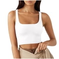 thumbnail image 2 of asjyhkr Crop Tank Tops for Women Ribbed Knit Square Neck Sleeveless Slim Fitting T Shirts Summer Basic Tees, 2 of 6