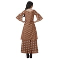 thumbnail image 2 of Moomaya Printed High Low Crop Top Kurti Palazzo Set Ethnic Indian Clothing Set For Womens, 2 of 8