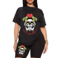 thumbnail image 2 of Innerwin Sweatsuits Short Sleeve Ladies Two Piece Outfit Fitness Crew Neck Loose Fit Jogger Set Style-E M, 2 of 4