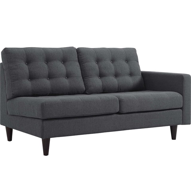 Modway Empress Right-Facing Upholstered Fabric Loveseat in Gray