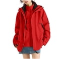 thumbnail image 1 of WRKEKC Imperméable Coupe-Vent à Capuche pour Femme Respirant à Manches Longues avec Poches Zippées pour Randonnée en Plein Air Tenue Décontractée Rouge TTG, 1 of 7