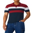 thumbnail image 1 of Men T-Shirt Short Sleeve Color-Contrast Stripe Slim-Fit Lapel Tops, 1 of 6