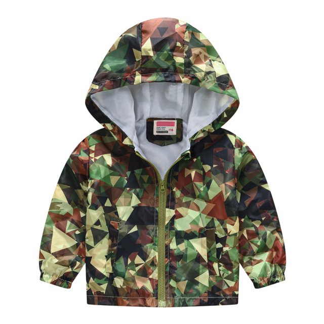 Manteau Coupe-Vent à Capuche à Fermeture Éclair Imprimé d'Automne pour Tout-Petits Enfants Bébés Filles Garçons