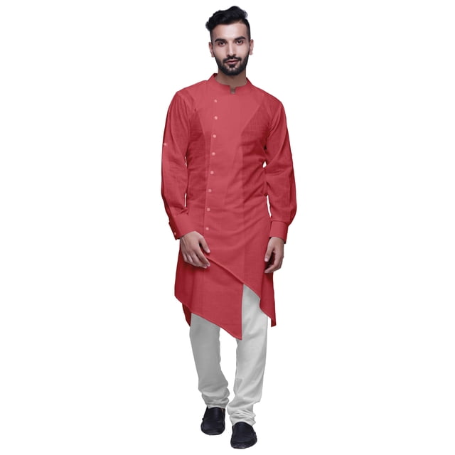 Atasi Solid Designer Long Kurta Shirt Asymmetric Cut Full Sleeve Kurta For Men-XXXX-Large
