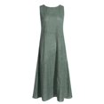 thumbnail image 3 of HKEJIAOI Robes Décontractées pour Femmes Offres Liquidation Robe d'Anniversaire Femme Décontractée à Rayures Imprimées Robe Sans Manches Col Lin Poche Longue Robe Vert, 3 of 9