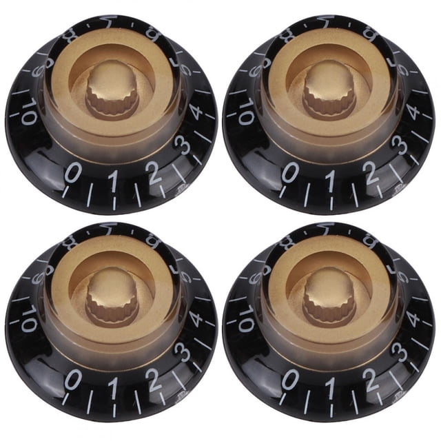 Guitare Électrique Boutons de Chapeau de Basse, Bouton de Contrôle de Tonalité Transparent Boutons de Volume de Guitare Exécution Exquise Accessoires d'Instrument de Musique pour Basse pour Guitare Rouge avec Noir