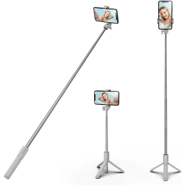 KOMI Selfie Stick, 40 inch Extendable and Portable Stable Selfie Stick Tripod with Wireless Remote Shutter Compatible with All Cellphones for Selfies, Live Streaming, Video Recording, White