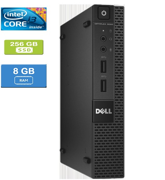Remis à Neuf : Dell 9020 MICRO Intel Core i3-4160T 3,10 GHz, 8 Go, 256 Go SSD, Win 10 Pro