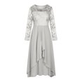thumbnail image 4 of EGNMCR Robes de Soirée pour Femmes, Robes Formelles pour Femmes, Robes de Cocktail pour Femmes Femmes Unies à Manches Longues Col Rond Dentelle Mousseline Maille Taille Robes de Fête Jupe en Mousseline pour Femmes, 4 of 6