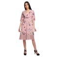thumbnail image 1 of Moomaya Robe à Manches Courtes pour Femmes Robe de Soirée en Coton Imprimé Tenue Décontractée, 1 of 4