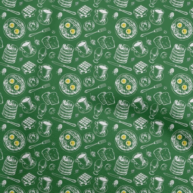 oneOone Velvet Green Fabric English Breakfast Sewing Craft Projects Fabric Prints By Yard 58 Inch Wide