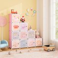 thumbnail image 2 of Costway Garde-Robe pour Enfants à 12 Cubes Commode pour Bébé Armoire de Chambre Penderie pour Vêtements avec Portes Rose, 2 of 10