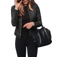 thumbnail image 4 of Wangsaura Veste en Similicuir pour Femme, Veste de Moto Ajustée à Manches Longues, 4 of 6