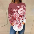 thumbnail image 1 of DPTALR Womens Round Neck Printing Fall Blouses Smocked Long Sleeve Shirts Tops, 1 of 5