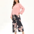 thumbnail image 2 of Teissuly Pyjama pour Femmes Pyjama à Col Rond Ensemble à Manches Longues pour la Maison, 2 of 3