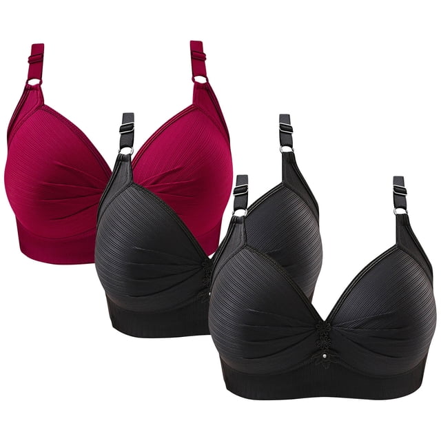 Padded Bralette Women Full-Coverage Bra Feature V-Neck Full-Figure Bra Style W-250 Red S