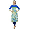 thumbnail image 1 of Phagun Kurti Bleu en Coton pour Femme, Robe Kurta Florale, Tunique Bleue à Manches 3/4-10, 1 of 8
