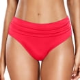 thumbnail image 1 of LUOGENLI Bikini Bottoms Tummy Control V Cut Women Plus Size High Waist Bikini Bottoms Swim Briefs Beach Ruched High Cut Swim Shorts Full Coverage Swimbottom (Watermelon Red Size XXL), 1 of 5