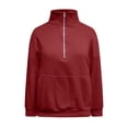 thumbnail image 5 of Chandail à Demi-Glissière pour Femmes, Comdrip Chandail pour Femmes Décontracté à Manches Longues Demi-Glissière Chandail Léger Décontracté Ample Mode Chandails pour Femmes Demi-Glissière Rouge m, 5 of 5