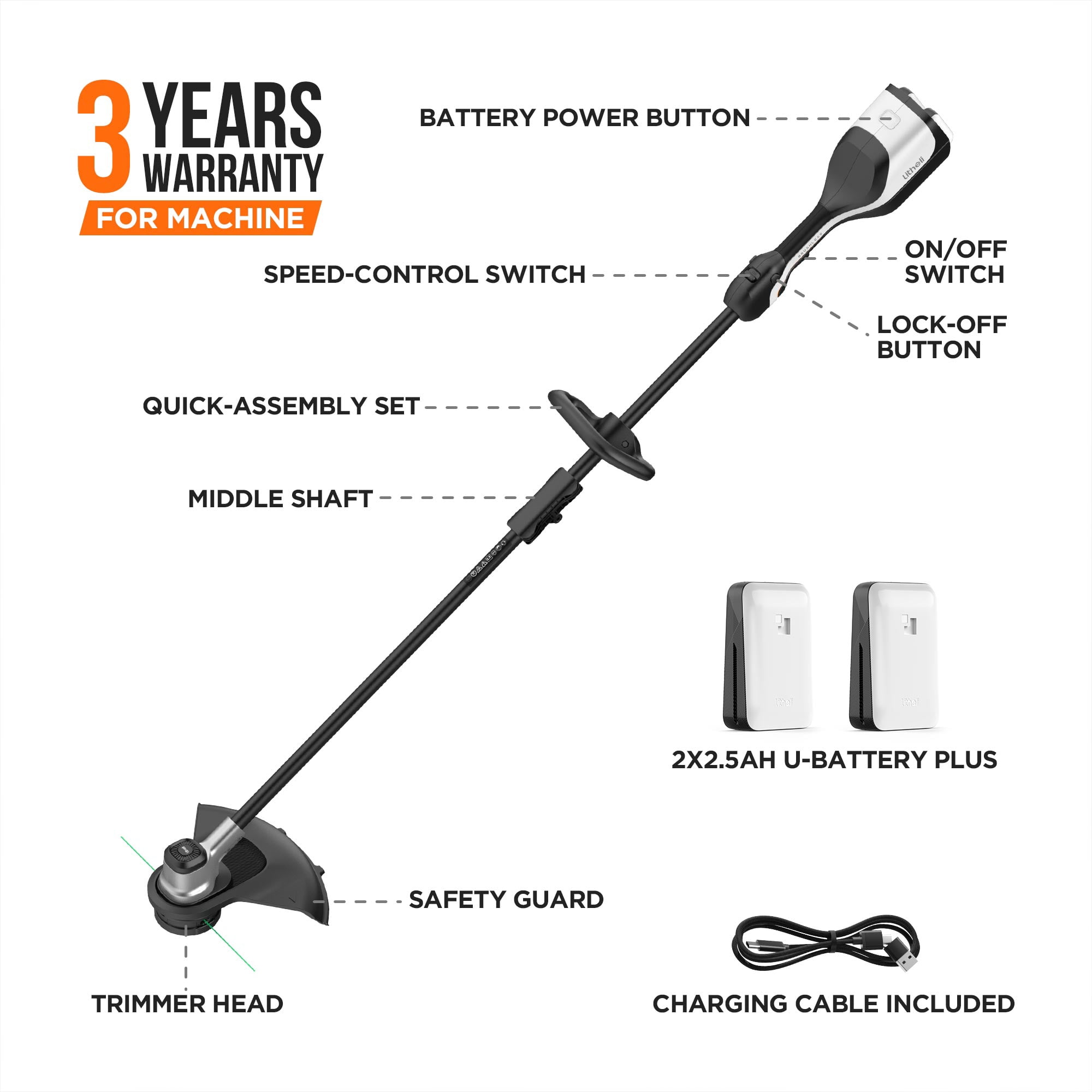 21V Cordless Electric Weed Wacker – 6000 RPM, 650W Motor, 2x 2.0Ah Batteries, Lightweight & Versatile For Lawn & Garden Care
