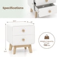 thumbnail image 3 of Costway 2 PCS Nightstand Mid Century Modern Bedside Table with 2 Drawers Solid Rubber Wood Legs White, 3 of 8