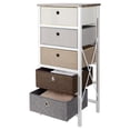 thumbnail image 1 of 5 Tier Side Table Storage End Table, Tall Dresser Nightstand Organizer with Wood Top and Fabric Drawers, 1 of 5