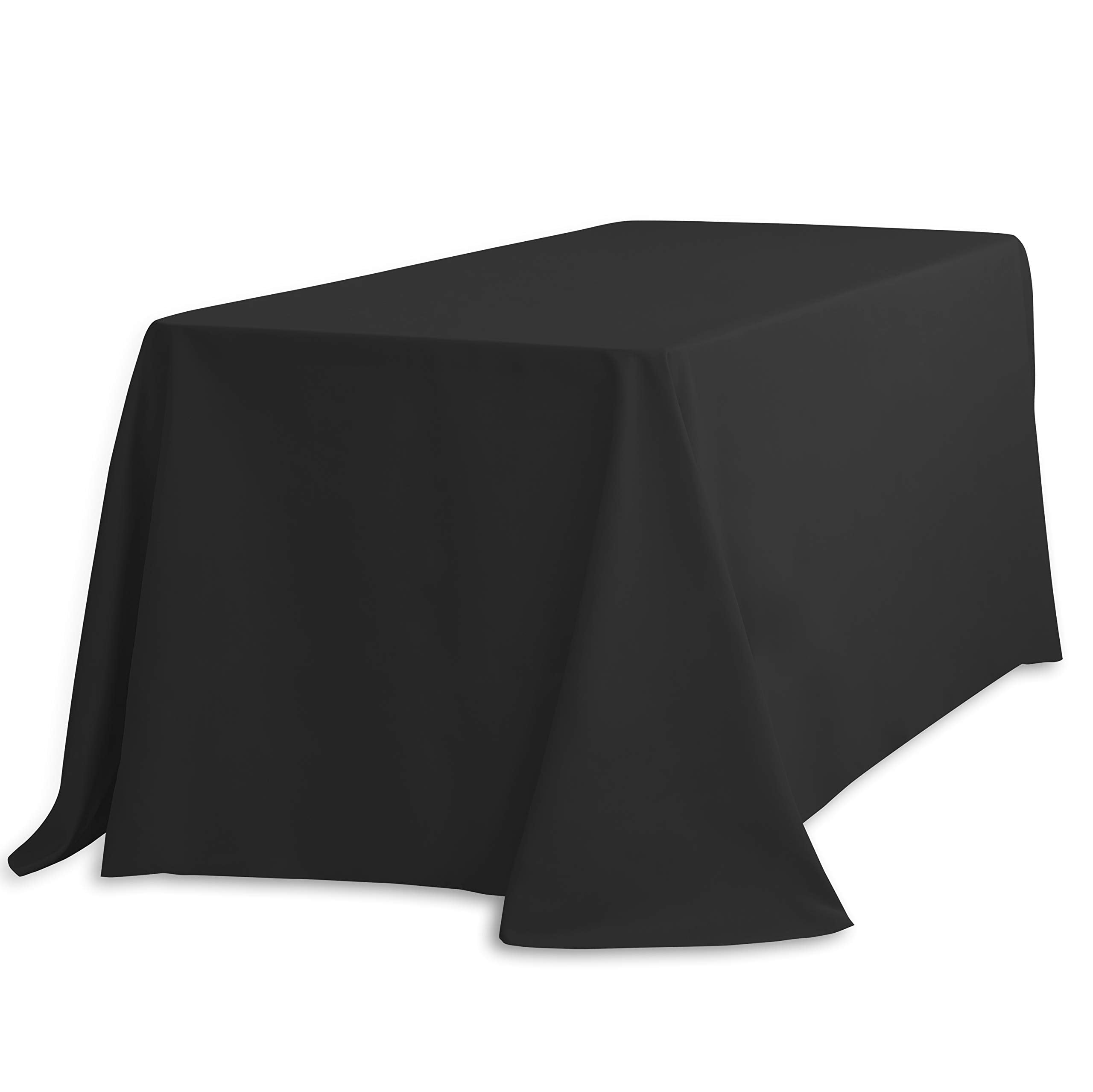 LinenTablecloth Nappe Rectangulaire en Polyester de 90 x 132 Pouces avec Coins Arrondis Noir