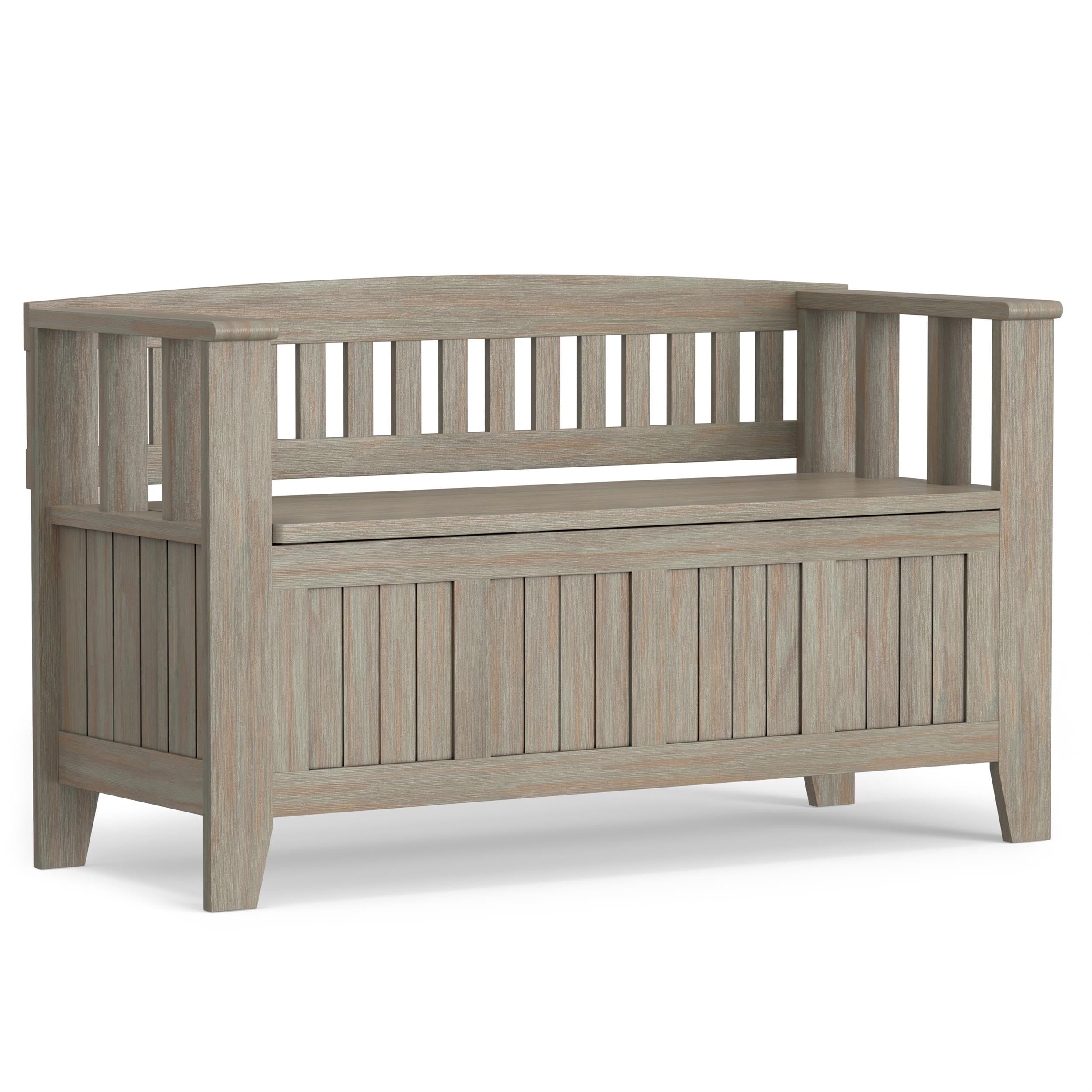 Simpli Home Acadian Banc d'Entrée Transitionnel en Bois de 48 Pouces Gris