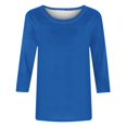 thumbnail image 5 of Timegard Hauts pour Femmes Été Col Rond Manches 3/4 Confortable Couleur Unie T-Shirts Basiques Décontractés Amples Hauts Blouses, 5 of 5