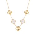 thumbnail image 1 of La Beauté du Design Exceptionnel par TheJewelryHut Style Vintage Inspiré Collier Trèfle Nacre Jaune Argent, 1 of 1