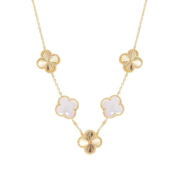 La Beauté du Design Exceptionnel par TheJewelryHut Style Vintage Inspiré Collier Trèfle Nacre Jaune Argent