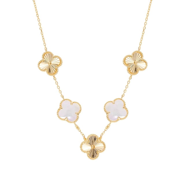 La Beauté du Design Exceptionnel par TheJewelryHut Style Vintage Inspiré Collier Trèfle Nacre Jaune Argent