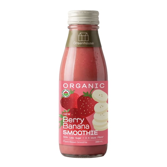 Smoothie aux baies et à la banane biologique Greenhouse 300 mL